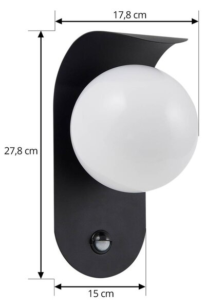Lampa zewnętrzna z czujnikiem ruchu Lacie Lindby, czarny, aluminium, nowoczesny