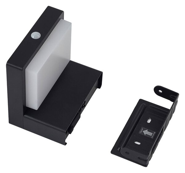 Lindby LED solarny kinkiet Eleazar, czarny, czujnik, ściemniany Eleazar, czarny, aluminium, nowoczesny