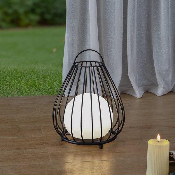 Lampa solarna LED Lindby Kelda, czarna, metalowa, 38 cm, ściemniana. Kelda Lindby, możliwość ściemniania, czarny, aluminium, nowoczesny