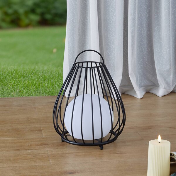 Lampa solarna LED Lindby Kelda, czarna, metalowa, 38 cm, ściemniana. Kelda Lindby, możliwość ściemniania, czarny, aluminium, nowoczesny