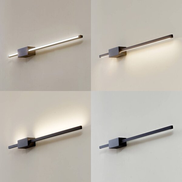 Kinkiet LED Skalia Lucande, czarny, salon / jadalnia, aluminium, nowoczesny