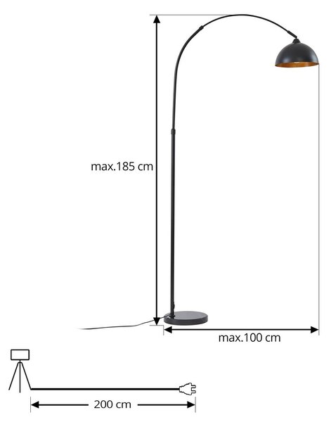 Lampa stojąca Tonka Lindby, czarny, salon / jadalnia, metal, nowoczesny