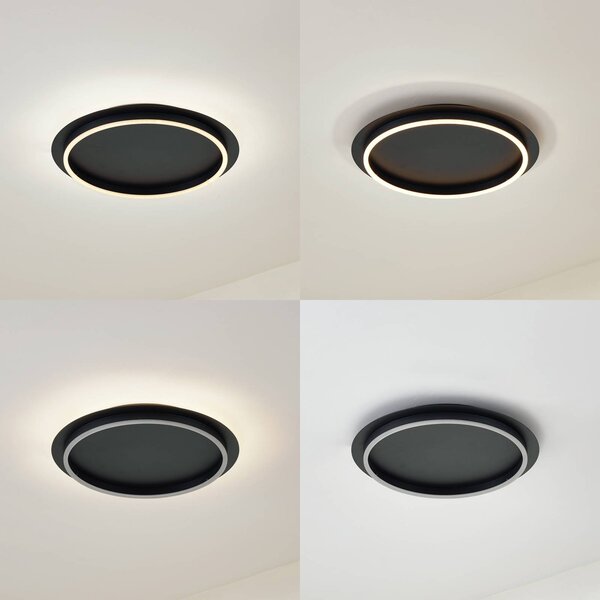 Lampa sufitowa LED Kunis Lindby, czarny, salon / jadalnia, tworzywo sztuczne, nowoczesny