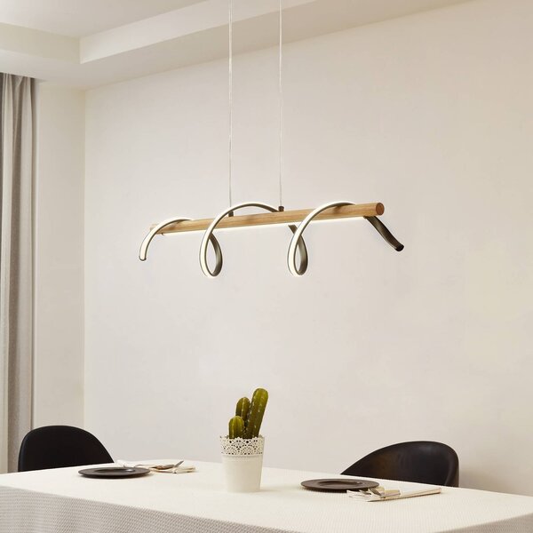Lampa wisząca Spiraali Lindby, czarny, salon / jadalnia, aluminium, dworkowy / rustykalny