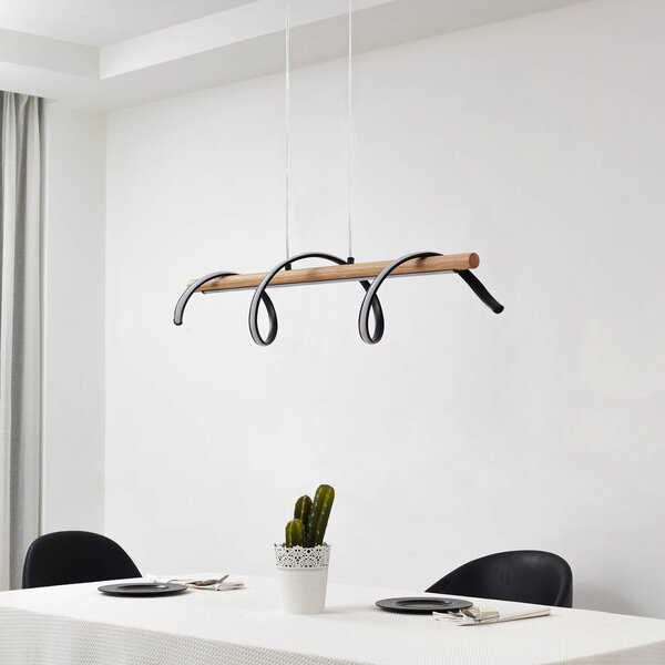 Lampa wisząca Spiraali Lindby, czarny, salon / jadalnia, aluminium, dworkowy / rustykalny