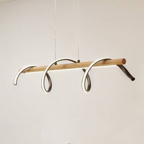 Lampa wisząca Spiraali Lindby, czarny, salon / jadalnia, aluminium, dworkowy / rustykalny