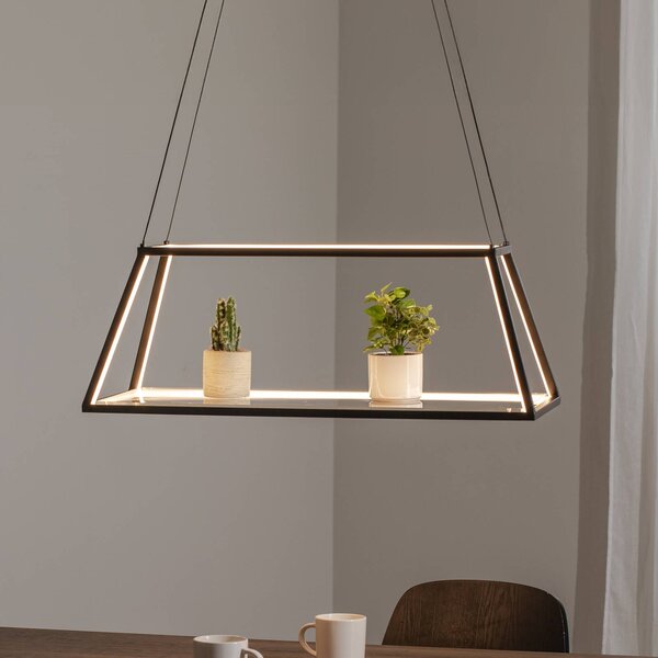 Lampa wisząca Mensola Lucande, możliwość ściemniania, czarny, salon / jadalnia, aluminium, nowoczesny