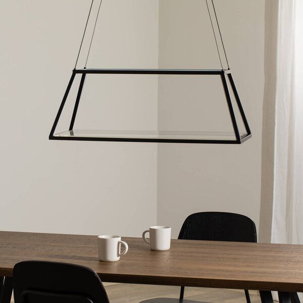 Lampa wisząca Mensola Lucande, możliwość ściemniania, czarny, salon / jadalnia, aluminium, nowoczesny