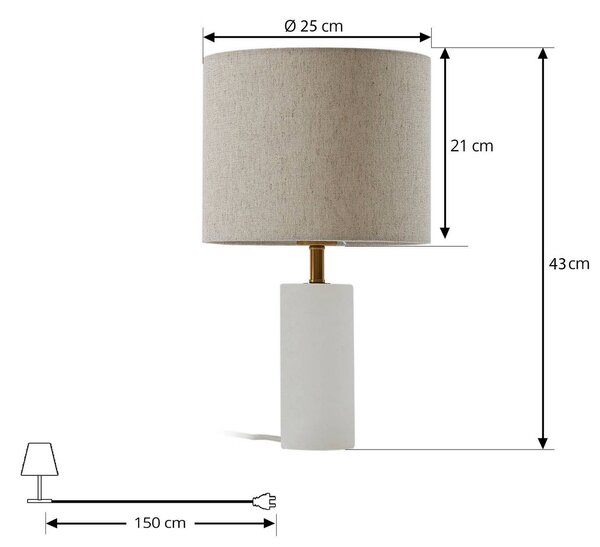 Lampa stołowa Alabaster Lindby, kremowy / amber, salon / jadalnia, tkanina / materiał / jedwab, skandynawski