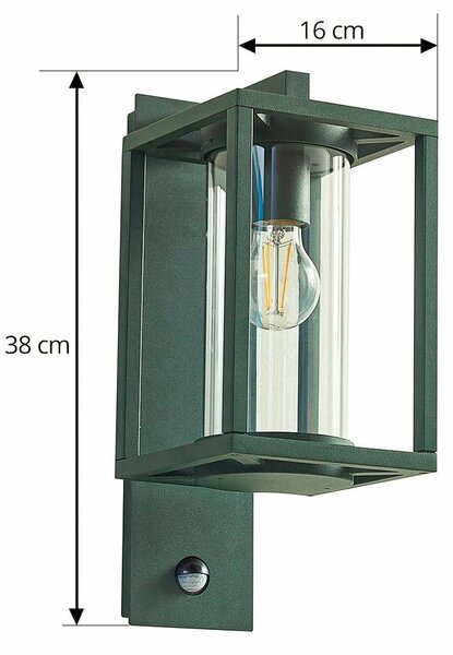 Lampa zewnętrzna z czujnikiem ruchu Ferda Lucande, możliwość ściemniania, zielony, aluminium, nowoczesny