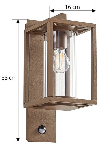 Lampa zewnętrzna z czujnikiem ruchu Ferda Lucande, możliwość ściemniania, brązowy / rdzawy, aluminium, nowoczesny