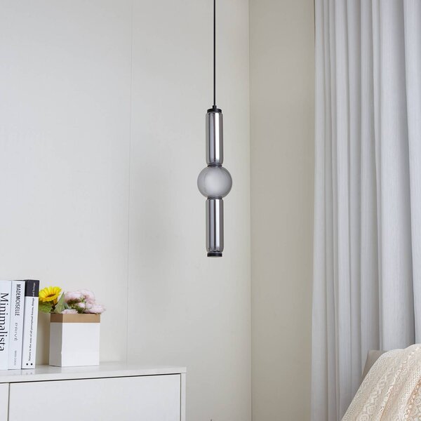 Lampa wisząca Savete Lucande, aluminiowy / szary / cynkowy, salon / jadalnia, szkło, nowoczesny