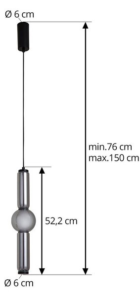 Lampa wisząca Savete Lucande, aluminiowy / szary / cynkowy, salon / jadalnia, szkło, nowoczesny