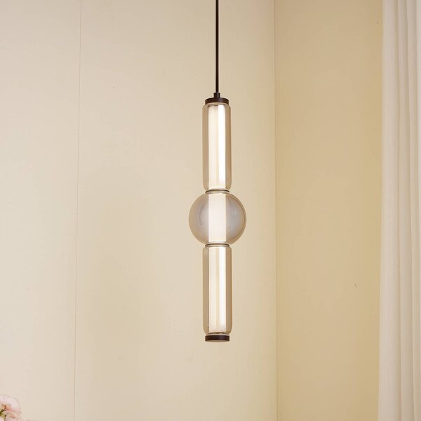 Lampa wisząca Savete Lucande, aluminiowy / szary / cynkowy, salon / jadalnia, szkło, nowoczesny