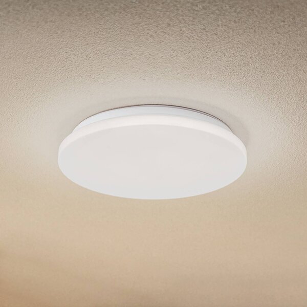 Lindby – lampa sufitowa zewnętrzna LED Kirkola, 3000 K, Ø 34 cm, biała Kirkola, biały / opal, tworzywo sztuczne