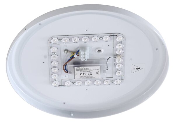 Lindby – lampa sufitowa zewnętrzna LED Kirkola, 3000 K, Ø 34 cm, biała Kirkola, biały / opal, tworzywo sztuczne