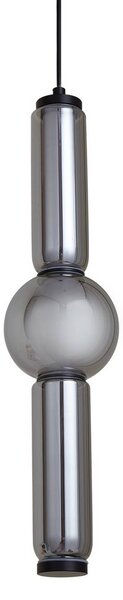 Lampa wisząca Savete Lucande, aluminiowy / szary / cynkowy, salon / jadalnia, szkło, nowoczesny