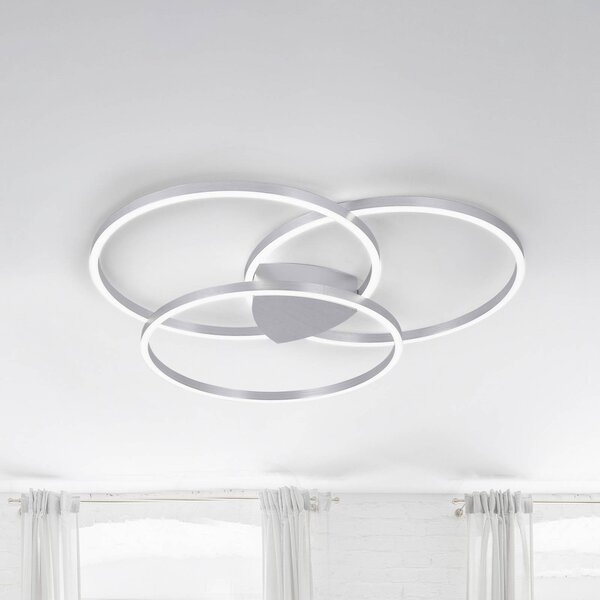 Q-Smart-Home Inteligentna lampa sufitowa Q-Kate, możliwość ściemniania, aluminiowy / szary / cynkowy, salon / jadalnia, aluminium, nowoczesny