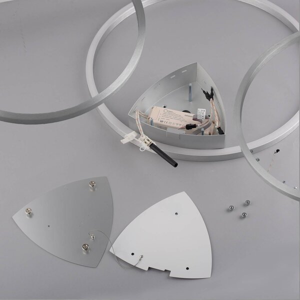 Q-Smart-Home Inteligentna lampa sufitowa Q-Kate, możliwość ściemniania, aluminiowy / szary / cynkowy, salon / jadalnia, aluminium, nowoczesny