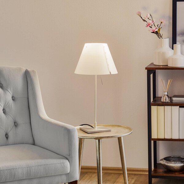 Luceplan Lampa stołowa Costanzina, biały / opal, salon / jadalnia, aluminium, design