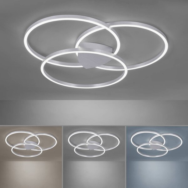 Q-Smart-Home Inteligentna lampa sufitowa Q-Kate, możliwość ściemniania, aluminiowy / szary / cynkowy, salon / jadalnia, aluminium, nowoczesny