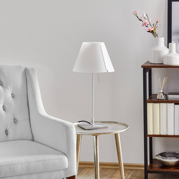 Luceplan Lampa stołowa Costanzina, biały / opal, salon / jadalnia, aluminium, design