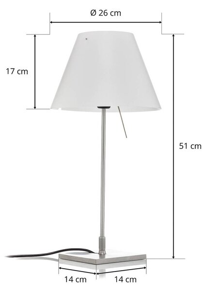 Luceplan Lampa stołowa Costanzina, biały / opal, salon / jadalnia, aluminium, design