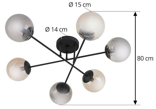 Lampa sufitowa Isamer Lindby, możliwość ściemniania, czarny, salon / jadalnia, metal, nowoczesny