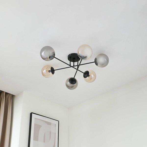 Lampa sufitowa Isamer Lindby, możliwość ściemniania, czarny, salon / jadalnia, metal, nowoczesny