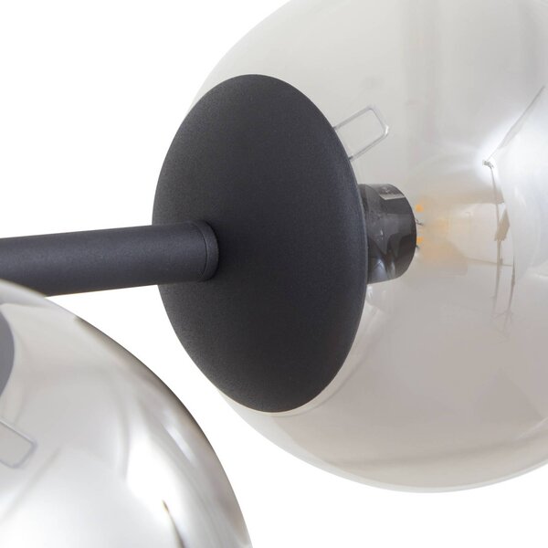 Lampa wisząca szklana Isamer Lindby, możliwość ściemniania, czarny, salon / jadalnia, metal, nowoczesny