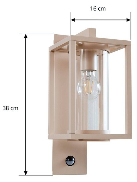 Lampa zewnętrzna z czujnikiem ruchu Ferda Lucande, możliwość ściemniania, kremowy / amber, aluminium, nowoczesny