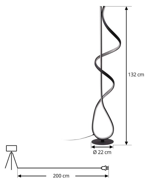 Lampa stojąca LED Rodado Lucande, czarny, salon / jadalnia, aluminium, nowoczesny