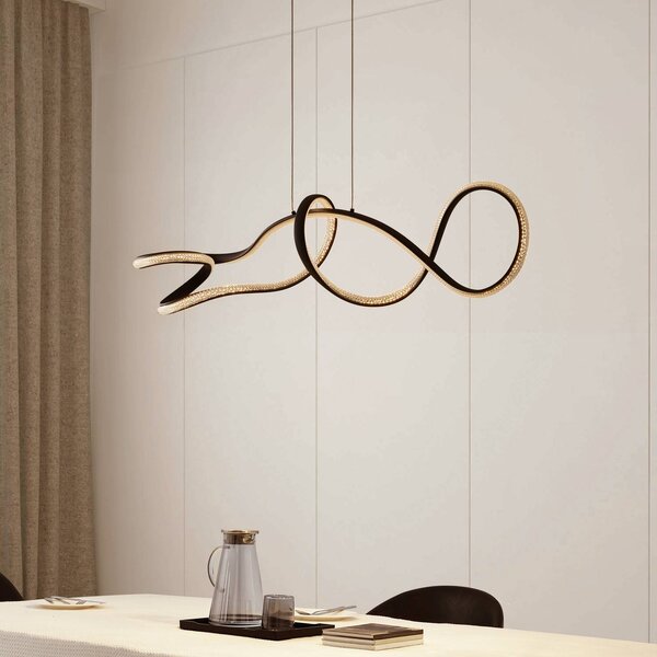 Lampa wisząca Rodado Lucande, czarny, salon / jadalnia, aluminium, nowoczesny
