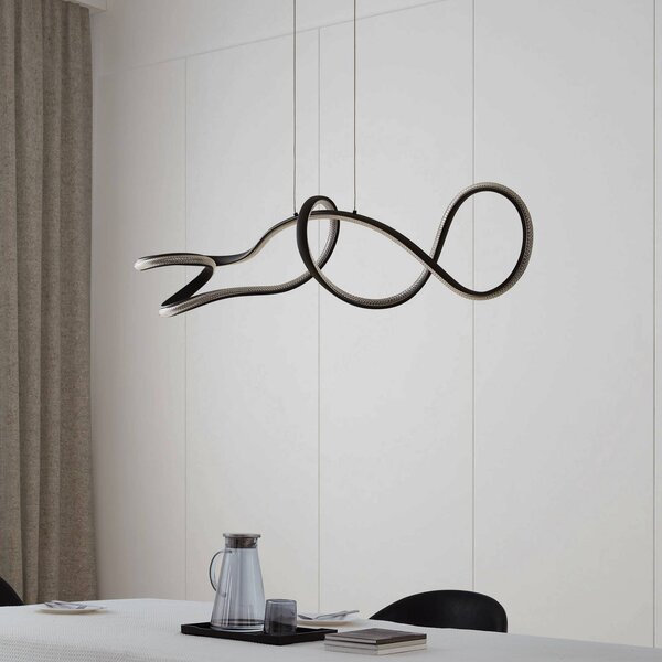 Lampa wisząca Rodado Lucande, czarny, salon / jadalnia, aluminium, nowoczesny