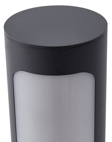 Słupek oświetleniowy LED Tuberia Lucande, czarny, aluminium, nowoczesny