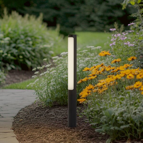 Słupek oświetleniowy LED Tuberia Lucande, czarny, aluminium, nowoczesny