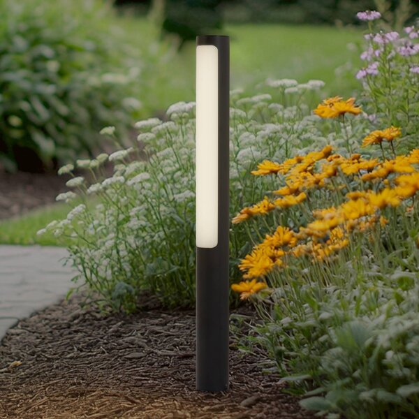 Słupek oświetleniowy LED Tuberia Lucande, czarny, aluminium, nowoczesny