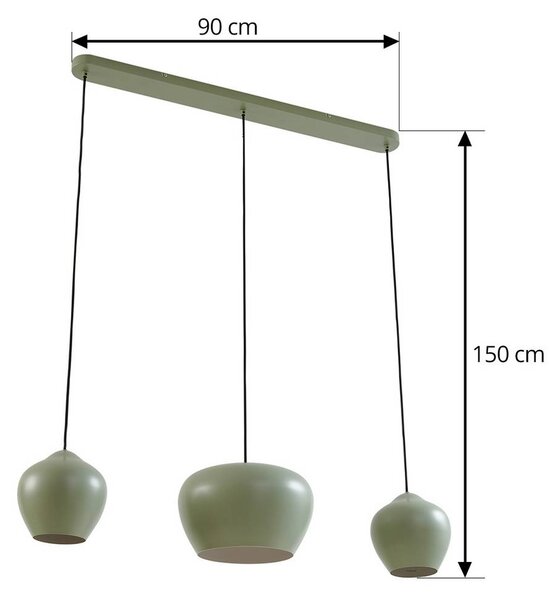 Lampa wisząca Malisa Lucande, możliwość ściemniania, zielony, salon / jadalnia, metal, skandynawski