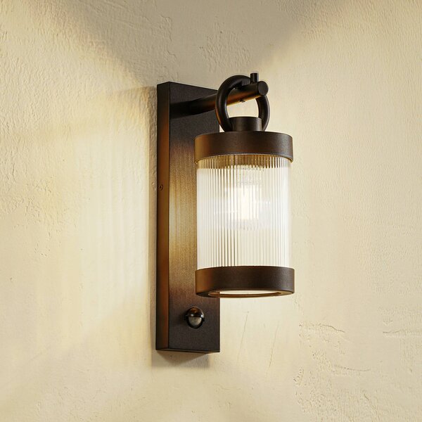 Lampa zewnętrzna z czujnikiem ruchu Yrene Lindby, możliwość ściemniania, czarny, aluminium, nowoczesny