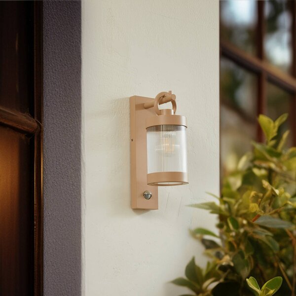 Lampa zewnętrzna z czujnikiem ruchu Yrene Lindby, możliwość ściemniania, kremowy / amber, aluminium, nowoczesny