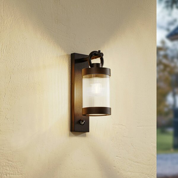Lampa zewnętrzna z czujnikiem ruchu Yrene Lindby, możliwość ściemniania, czarny, aluminium, nowoczesny