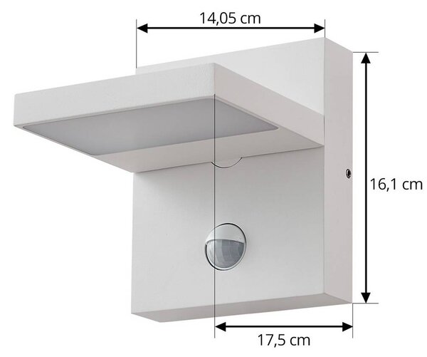 Lampa zewnętrzna z czujnikiem ruchu Silvan Lucande, biały / opal, aluminium, nowoczesny