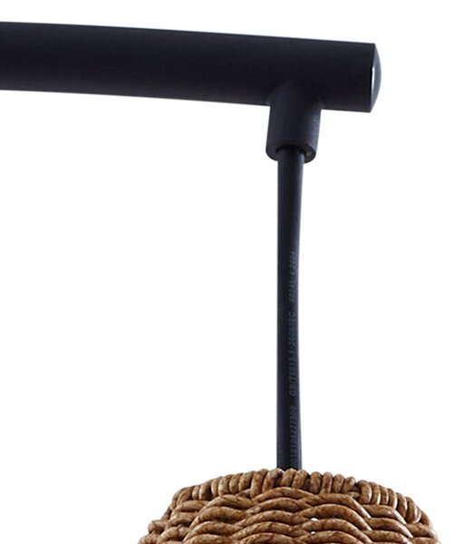 Lampa stojąca zewnętrzna Lucande Taniola, beżowa, rattanowa, 195 cm, IP44 Taniola, jasne drewno, drewno, dworkowy / rustykalny