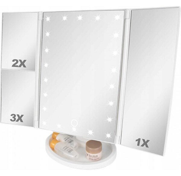 Lusterko Do MAKIJAŻU Powiększające 3X Kosmetyczne PODŚWIETLANE LED | VOLAN