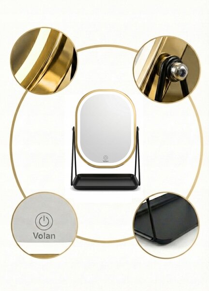Lusterko Do Makijażu PREMIUM METALOWE Kosmetyczne PODŚWIETLANE LED | VOLAN