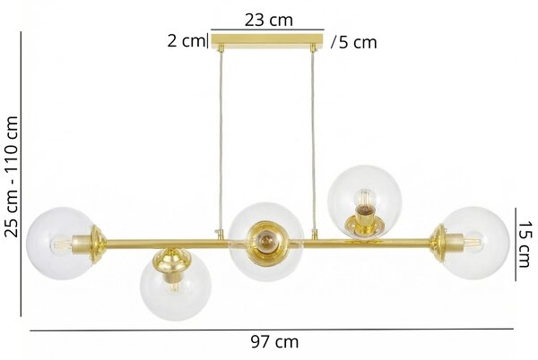 NOWOCZESNA LAMPA WISZĄCA KLASYCZNE ZŁOTO Z PRZEZROCZYSTYMI KLOSZAMI FINO W6