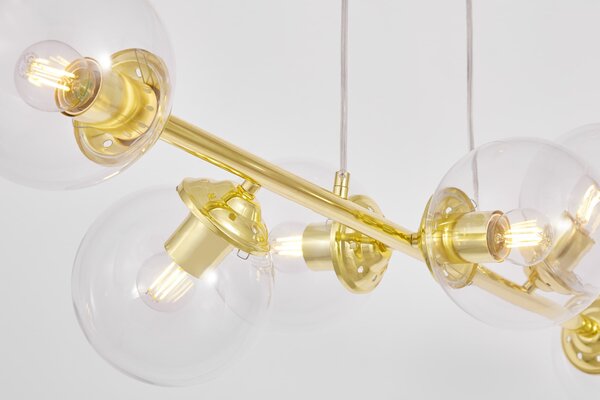 NOWOCZESNA LAMPA WISZĄCA KLASYCZNE ZŁOTO Z PRZEZROCZYSTYMI KLOSZAMI FINO W6
