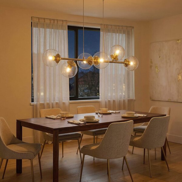 NOWOCZESNA LAMPA WISZĄCA KLASYCZNE ZŁOTO Z PRZEZROCZYSTYMI KLOSZAMI FINO W6