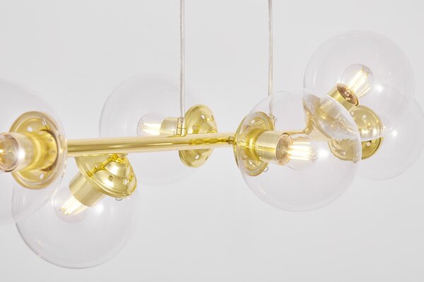 NOWOCZESNA LAMPA WISZĄCA KLASYCZNE ZŁOTO Z PRZEZROCZYSTYMI KLOSZAMI FINO W6