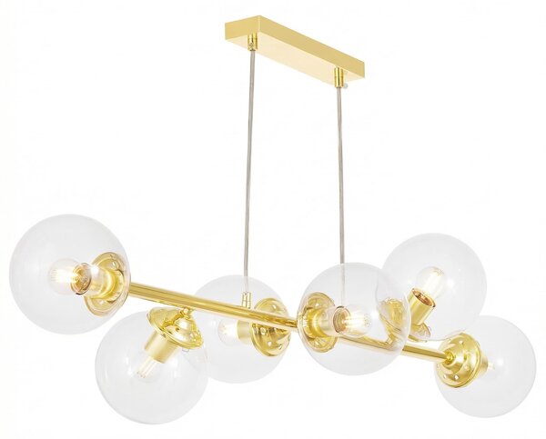 NOWOCZESNA LAMPA WISZĄCA KLASYCZNE ZŁOTO Z PRZEZROCZYSTYMI KLOSZAMI FINO W6